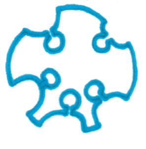 Tisch mit Personen blau _ Strichzeichnung